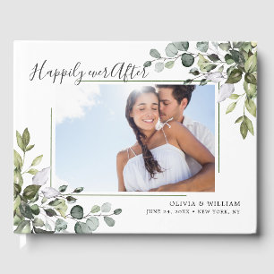 Watercolor Eucalyptus Greenery PHOTO Wedding Guest Book