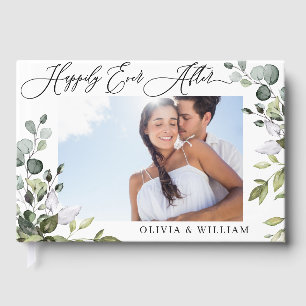 Watercolor Eucalyptus Greenery PHOTO Wedding Guest Book