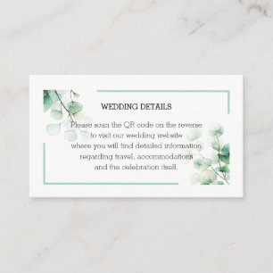 Watercolor Eucalyptus Greenery QR Info Wedding Enclosure Card