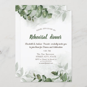 Watercolor Eucalyptus Greenery  Rehearsal Dinner   Invitation