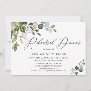 Watercolor Eucalyptus Greenery Rehearsal Dinner Invitation