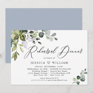 Watercolor Eucalyptus Greenery Rehearsal Dinner Invitation