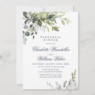 Watercolor Eucalyptus Greenery Rehearsal Dinner Invitation