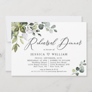 Watercolor Eucalyptus Greenery Rehearsal Dinner Invitation