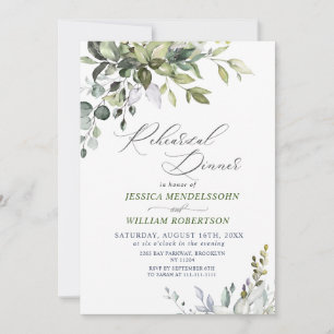 Watercolor Eucalyptus Greenery Rehearsal Dinner Invitation