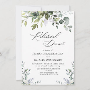 Watercolor Eucalyptus Greenery Rehearsal Dinner Invitation