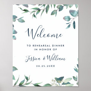 Watercolor Eucalyptus Greenery Rehearsal Dinner Poster
