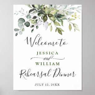 Watercolor Eucalyptus Greenery Rehearsal Dinner Poster