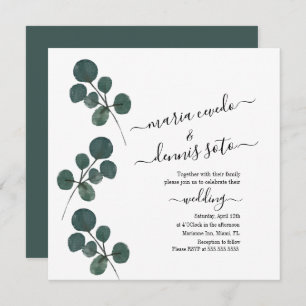 Watercolor Eucalyptus Greenery Script Wedding   Invitation