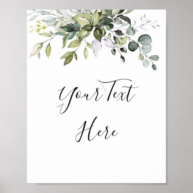Watercolor Eucalyptus Greenery Sign Poster (Front)