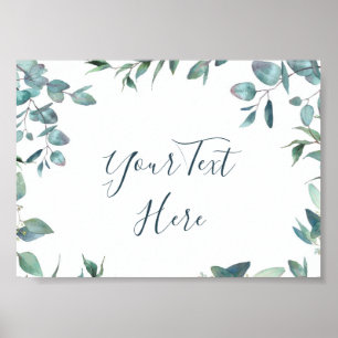 Watercolor Eucalyptus Greenery Sign Poster