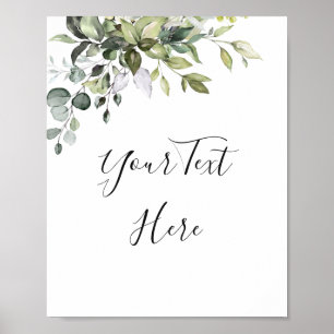 Watercolor Eucalyptus Greenery Sign Poster