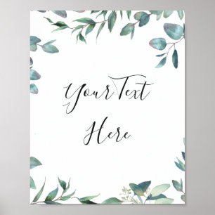 Watercolor Eucalyptus Greenery Sign Rustic  Poster
