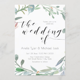 Watercolor Eucalyptus Greenery Spring Wedding Invitation