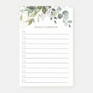 Watercolor Eucalyptus Greenery To-Do List Post-it Notes