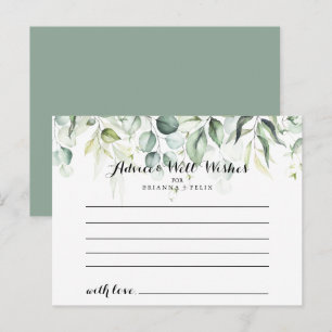 Watercolor Eucalyptus Greenery Wedding Advice Card