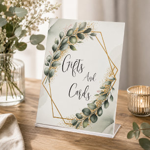 Watercolor Eucalyptus Greenery Wedding Cards Gifts Pedestal Sign