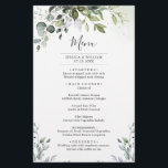 Watercolor Eucalyptus Greenery Wedding Dinner Menu<br><div class="desc">For further customisation,  please click the "customise further" link and use our design tool to modify this template. If you prefer Thicker papers / Matte Finish,  you may consider to choose the Matte Paper Type. 
 If you need help or matching items,  please contact me.</div>
