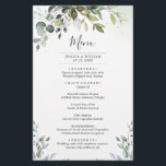 Watercolor Eucalyptus Greenery Wedding Dinner Menu<br><div class="desc">For further customisation,  please click the "customise further" link and use our design tool to modify this template. If you prefer Thicker papers / Matte Finish,  you may consider to choose the Matte Paper Type. 
 If you need help or matching items,  please contact me.</div>