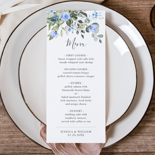 Watercolor Eucalyptus Greenery Wedding Dinner Menu (Creator Uploaded)