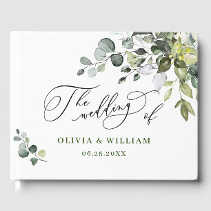 Watercolor Eucalyptus Greenery Wedding Guest Book