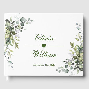 Watercolor Eucalyptus Greenery Wedding Guest Book