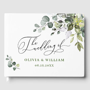 Watercolor Eucalyptus Greenery Wedding Guest Book