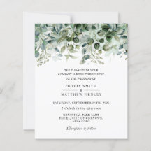 Watercolor eucalyptus greenery wedding invitation