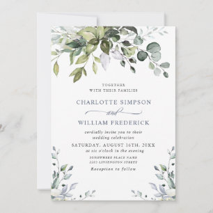 Watercolor Eucalyptus Greenery Wedding Invitation