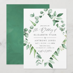 Watercolor Eucalyptus Greenery Wedding Invitation