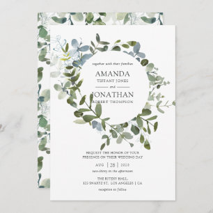 Watercolor Eucalyptus Greenery Wedding Invitation