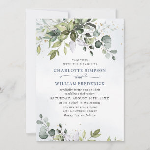 Watercolor Eucalyptus Greenery Wedding Invitation