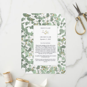 Watercolor Eucalyptus Greenery Wedding Itinerary Programme