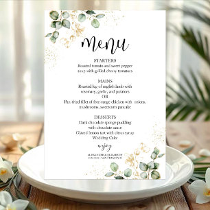 Watercolor Eucalyptus Greenery Wedding Menu Card