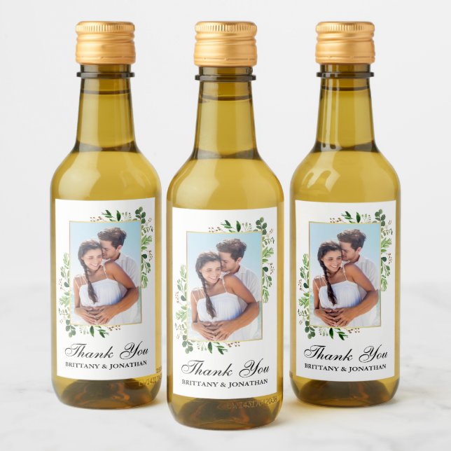 Watercolor Eucalyptus Greenery Wedding Mini Wine Label (Bottles)