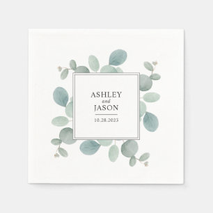 Watercolor Eucalyptus Greenery Wedding Napkin
