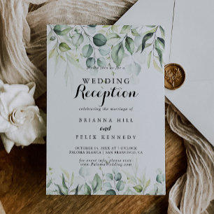 Watercolor Eucalyptus Greenery Wedding Reception  Invitation
