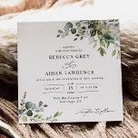 Watercolor Eucalyptus Greenery Wedding Square Invitation<br><div class="desc">This elegant collection features mixed watercolor greenery leaves paired with a classy serif & delicate sans font in black,  with a monogram on the back. Matching items available.</div>
