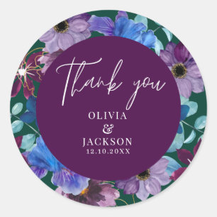 Watercolor Eucalyptus Greenery Wedding Thankyou Classic Round Sticker