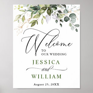 Watercolor Eucalyptus Greenery Wedding Welcome Poster