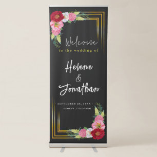 Watercolor Eucalyptus Greenery Wedding Welcome Retractable Banner