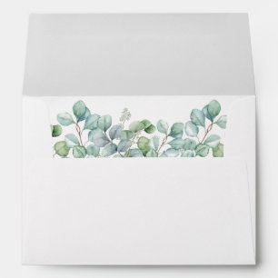 Watercolor Eucalyptus Greenery Wedding White Envelope