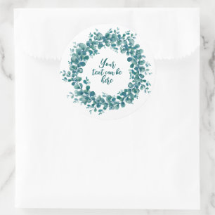 Watercolor eucalyptus greenery wreath classic round sticker