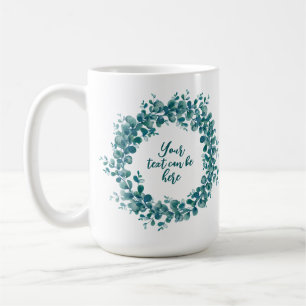 Watercolor eucalyptus greenery wreath coffee mug