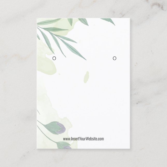 Watercolor Eucalyptus Kraft Earring Display Logo Business Card (Front)