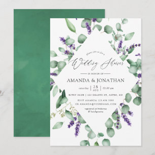 Watercolor Eucalyptus Lavender Greenery Wedding Invitation