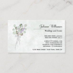 Watercolor Eucalyptus & Lavender Simple Elegant Business Card