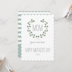 Watercolor Eucalyptus Leaf Frame   Mother's Day Card