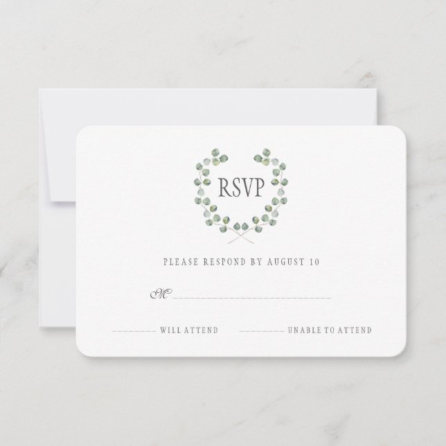 Watercolor Eucalyptus Leaf Frame | RSVP Card (Front)