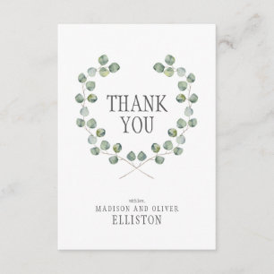 Watercolor Eucalyptus Leaf Frame Thank You Card